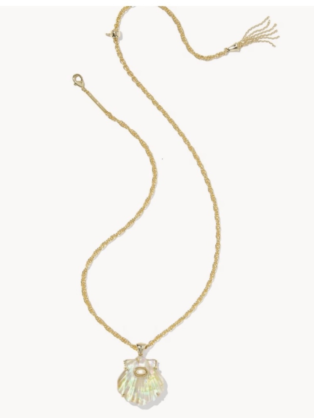 Kendra Scott Lucia Shell Gold Short Pendant Necklace In Iridescent Abalone - Picture 7 of 9